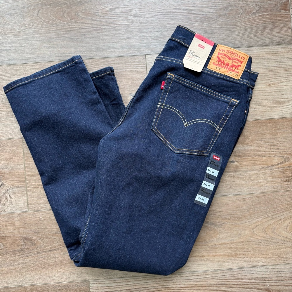Men’s Size 36x32 Levi’s 514 Straight Leg Jeans Blue Dark Wash
